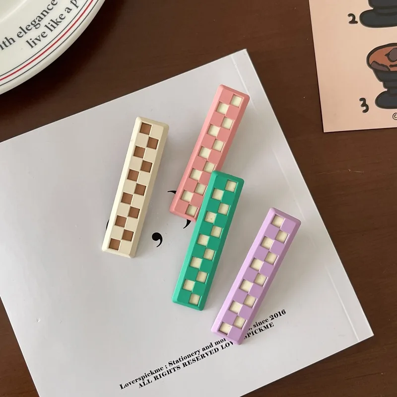 

4pc Korean Cute Plaid Colorful Hairpin Hair Claw Clips Grips for Girls Women Kids Child Hair Party Accessories Crab Headband