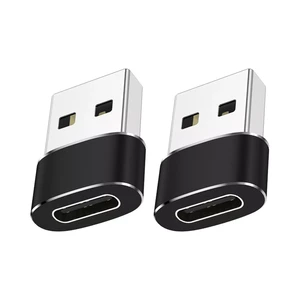 2pcs Converter Mini Type C To USB Charging Cable Adapter Aluminium Alloy Durable For Mobile Phone Easy Operate Replacement Parts
