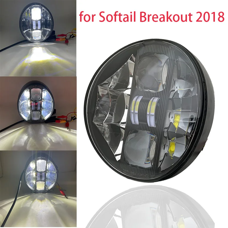 

Светодиодная фара, одобренная DOT, с белым молнией DRL, для Softail 2018 2019 2020 114 107 FXBR FXBRS, мотоциклетная фара