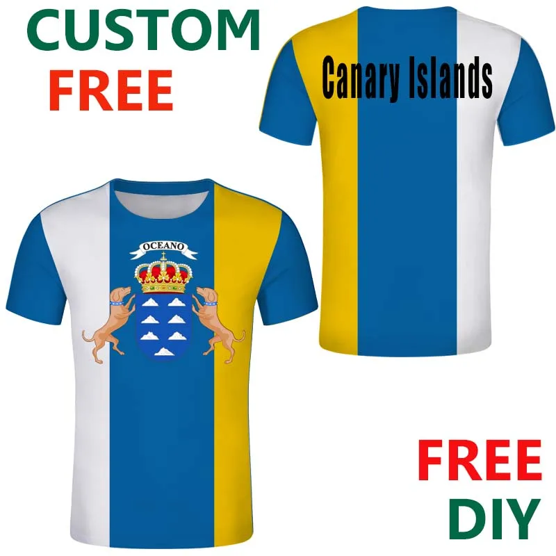

Футболка мужская с флагом Канарских островов, Бесплатная доставка на заказ, испанская одежда для молодых людей
