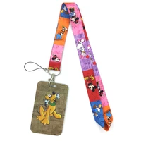 color mickey mouse key lanyard car keychain id card pass gym mobile phone badge kids keys ring holder jewelry decorations