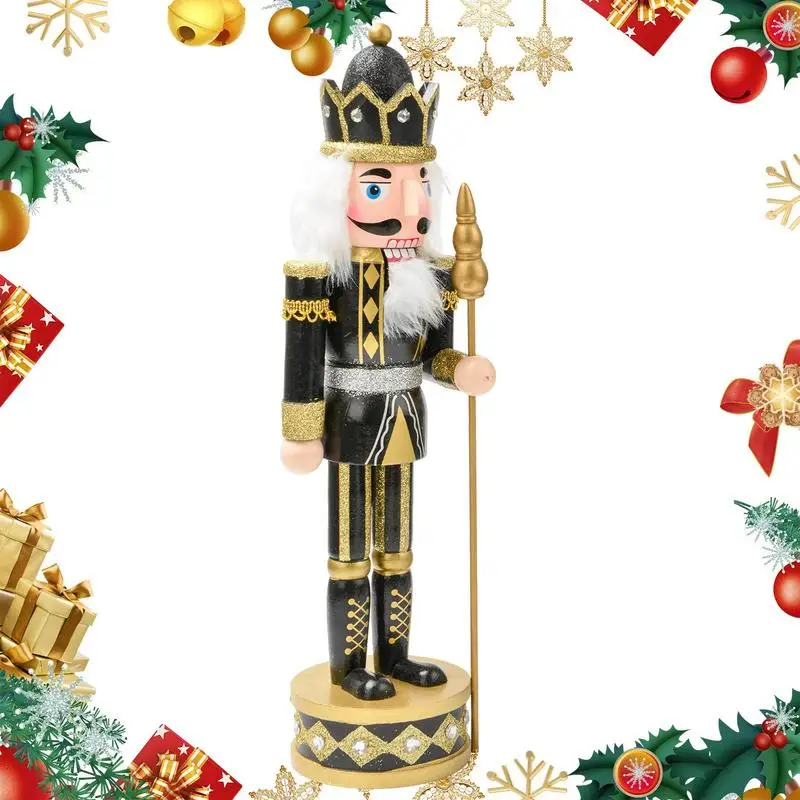 

38cm Large Wooden Nutcracker Solider Figure Model Puppet Doll Handcraft For Children Gifts Christmas Home Office Decor
