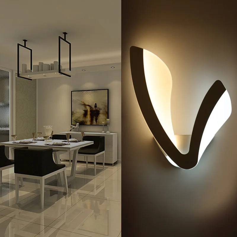 

Europe Aluminum Acrylic V Wall Lamps Foyer Bedroom Study LED Lighting Modern Lustre Home Decor Warm White Light AC 90-260V CCC、