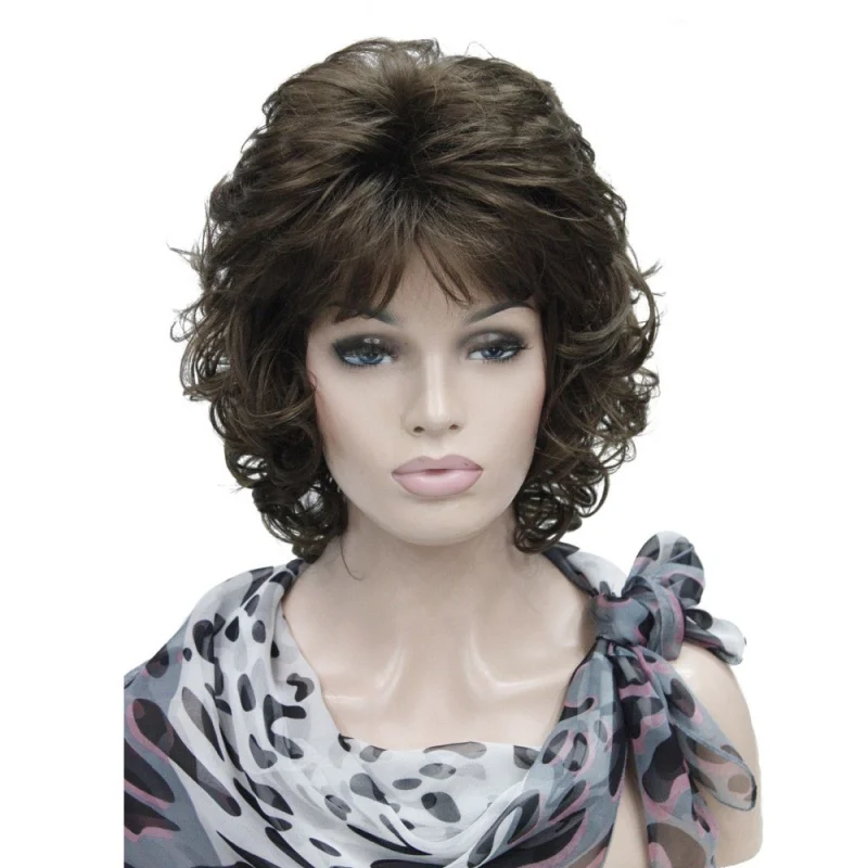 

StrongBeauty Women's Wigs Short Curly Hair Dark brown/Blonde Natural Synthetic Full Wig 4 Color