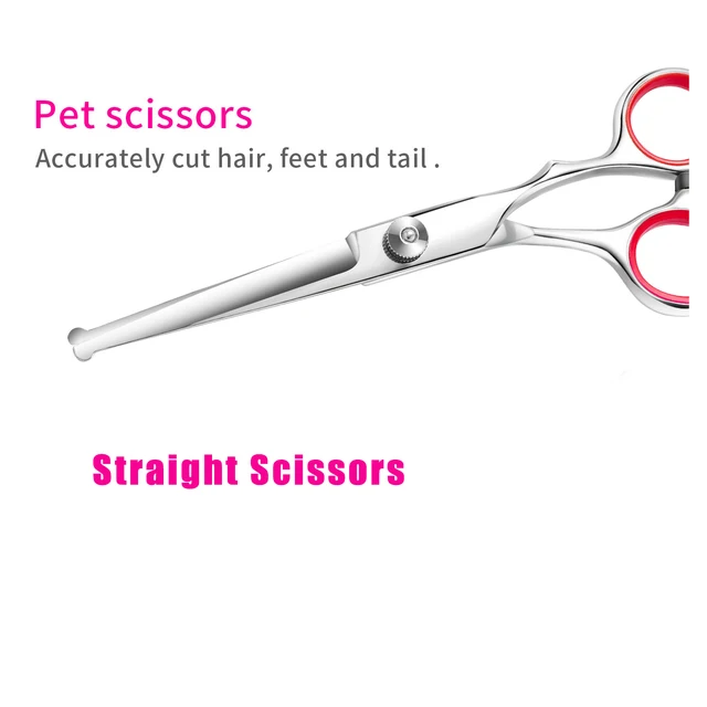Dog Grooming Scissors Professional Stainless Steel Pet Hair Cutting Shears Safety Round Tip Pet Grooming Scissors Kit 5