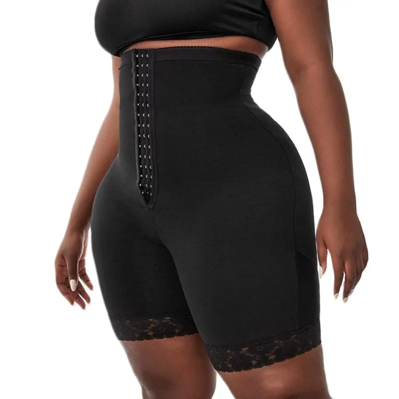 Lace Trim Shapewear Shorts Women High Waist Butt Lifter Control Pants Back Smoothing Shapewear