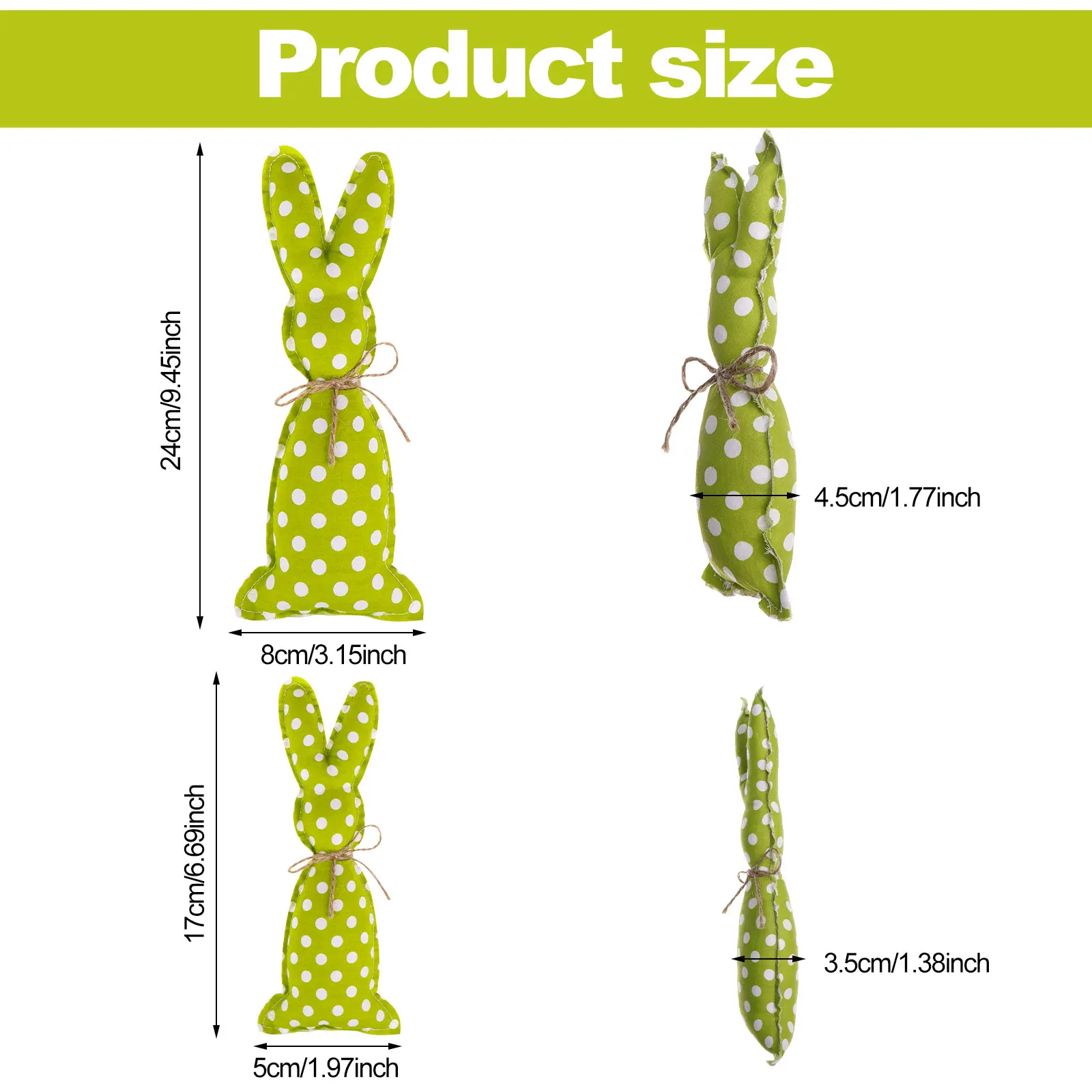 

6 Pcs Easter Stuffed Fabric Bunny Rustic Plaid Polka Dots Decor