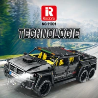 reobrix 11001 brabus g700 6x6 off road vehicle app remote control assembled building blocks childrens toy gift model