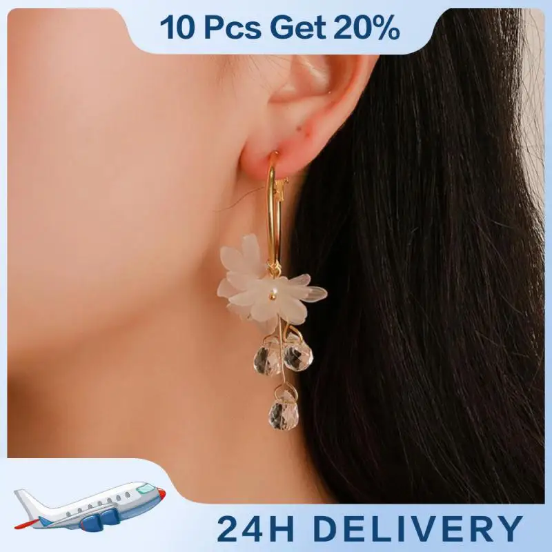 

Bohemia Flower Earrings New Women Party Jewelry Crystal Dangle Earring Female Wedding Earings Fashion Long Simple Drop Earrings