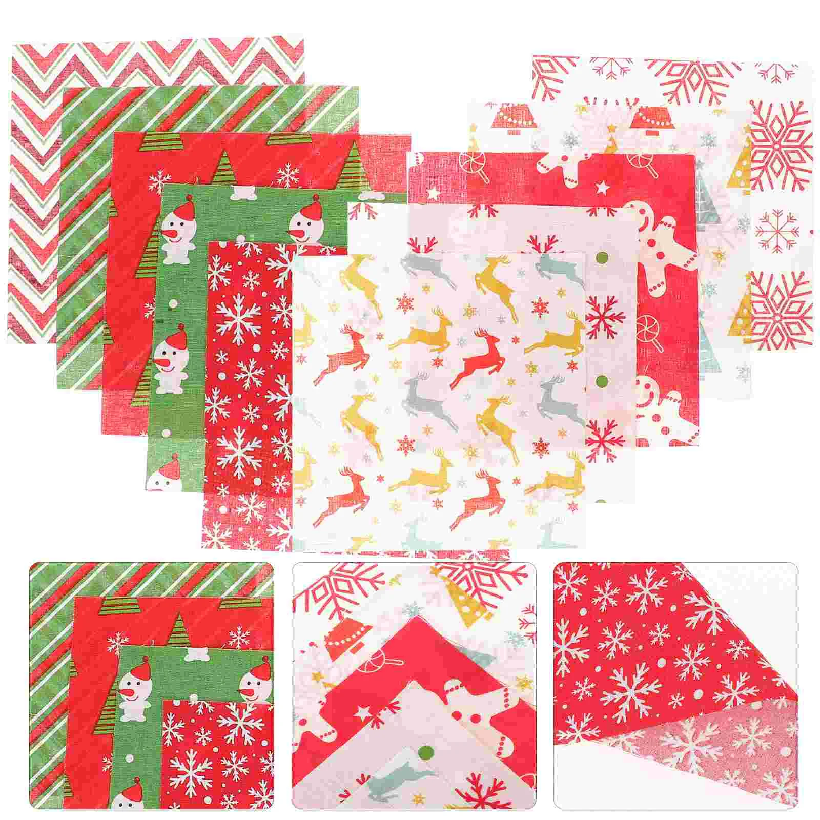 

Fabric Christmas Sewing Squares Patchwork Cotton Quilting Bundle Cloth Craft Winter Precut Fat Diy Quarters Quilt Floral Square