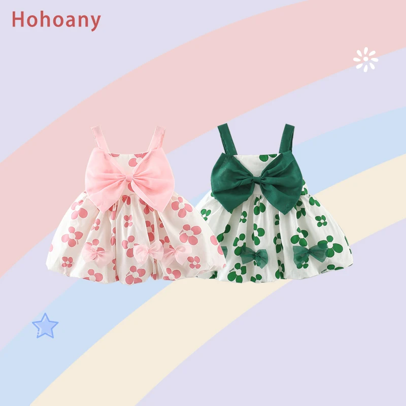 Hohoany New Baby Girl Flower Party Dresses Sleeveless Thin Costume Bow Knot Toddler Children Clothes  0 to 3 Years Old Wholesale