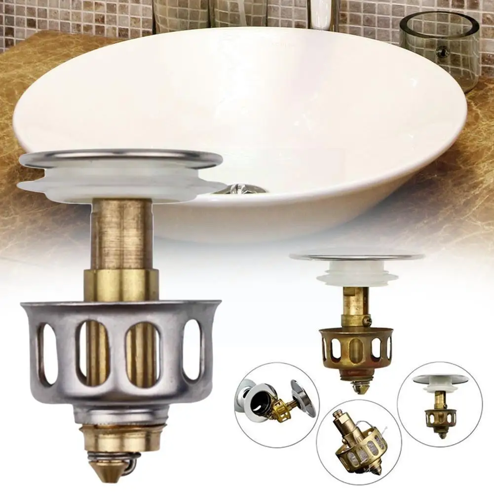 

Sink Up Drain Stopper Basin Bathroom Lavatory Kitchen Basin Cap Bounce Accessories Washbasin Bathtub Core Metal Plug M6l3