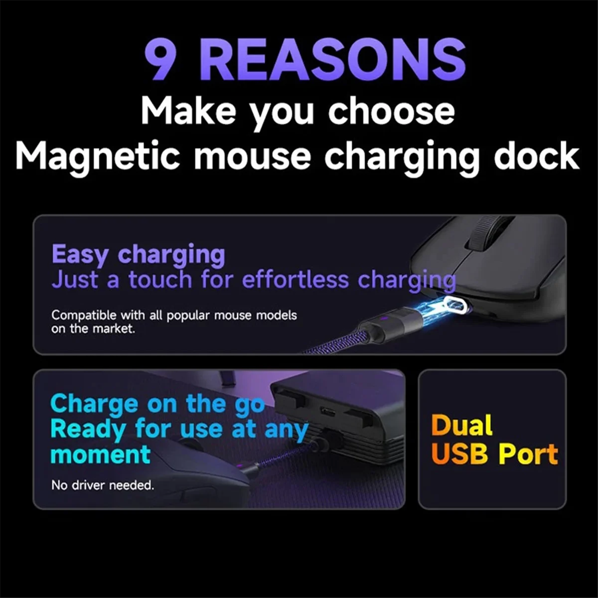 Магнитная зарядная док-станция для мыши Logitech G PRO X SUPERLIGHT 2 GPW 3 G705 MX Master 3S/3 VGN F1