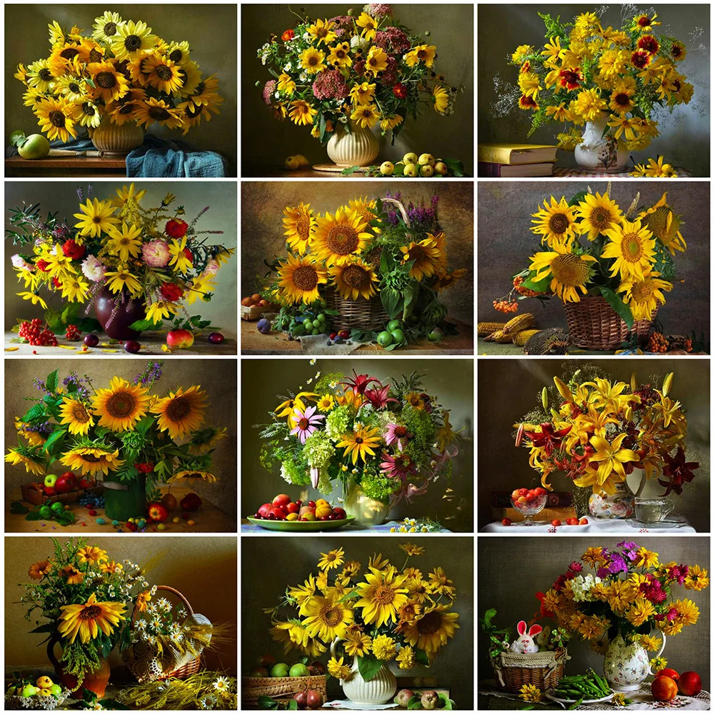 

5D DIY Diamond Painting Sunflower Mosaic Art Diamond Embroidery Flower Full Square Round Drill Wall Art Decor Gift