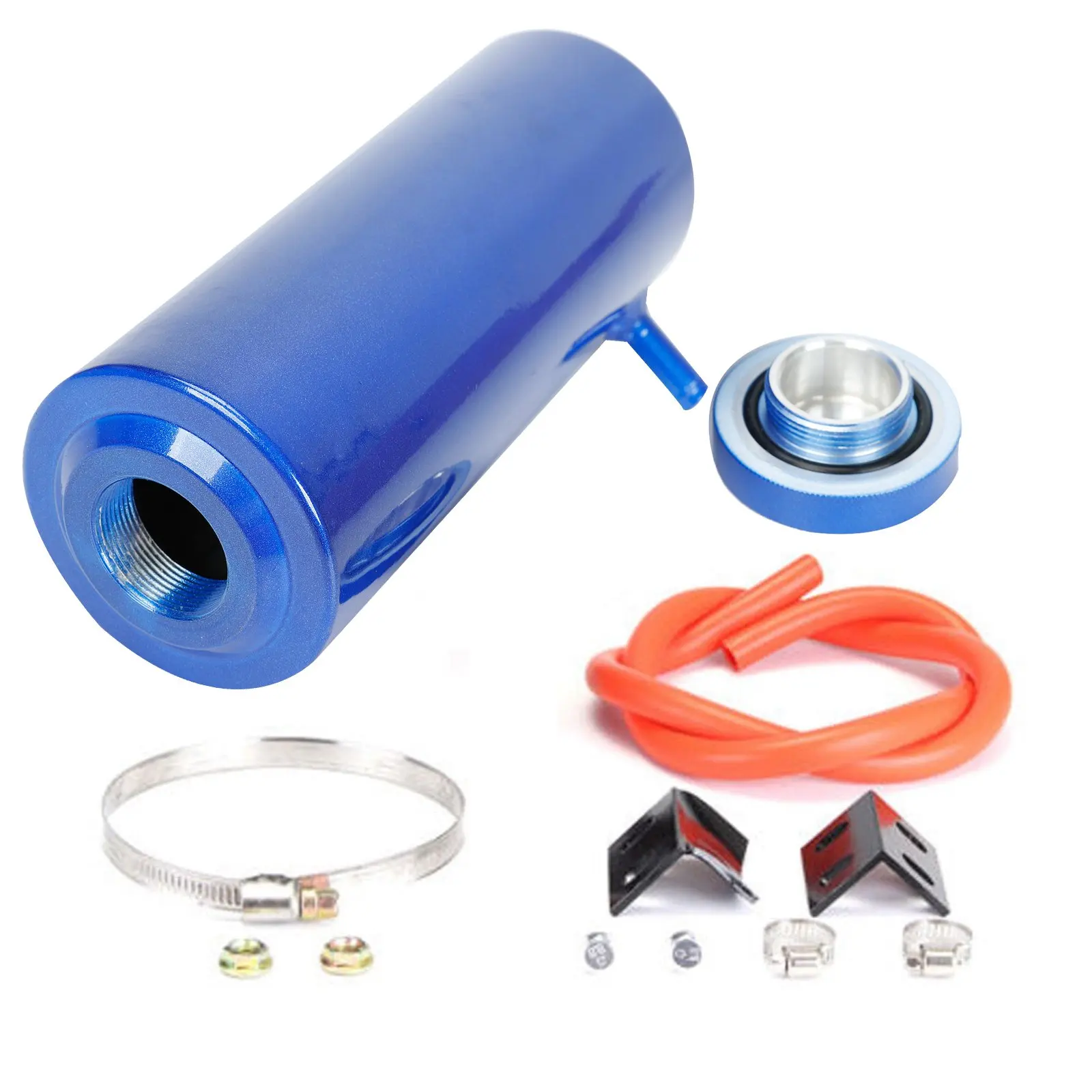 

800ml Oil Catch Can Radiator Coolant Aluminum Catch Tank Overflow Reservoir Universal Blue