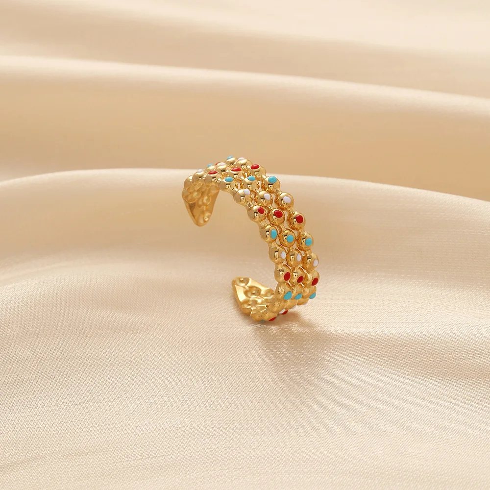 Hollow Stainless Steel Gold Rings For Women Irregular Opening Adjustable Ring Female Fashion Simple Party Christmas Jewelry Gift