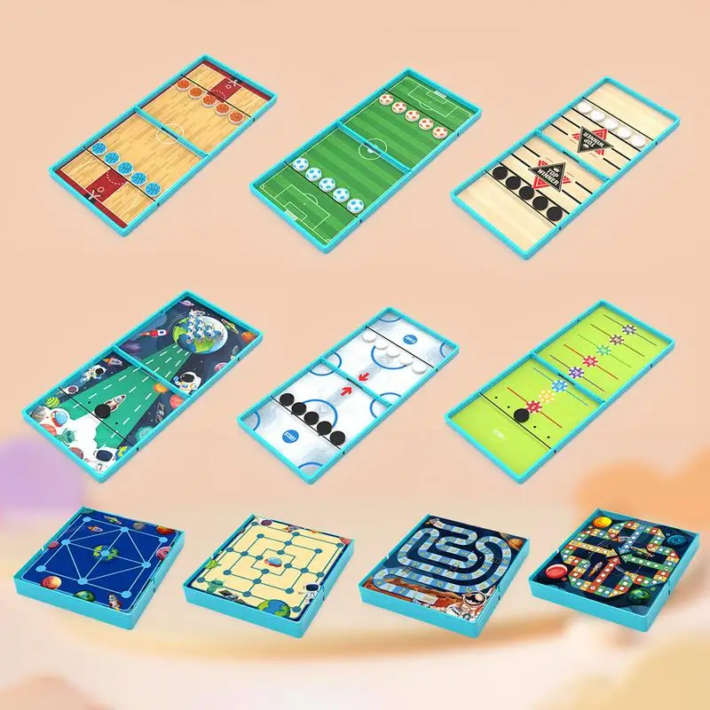 Складная Настольная игра 10 в 1 с быстрым слингом для воздушного хоккея