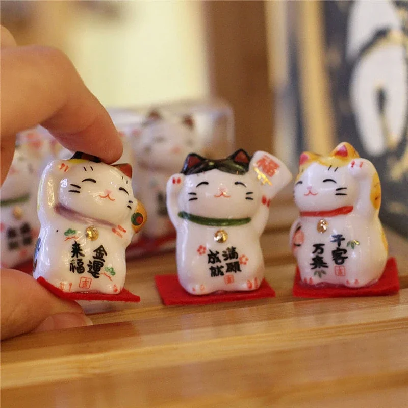 Набор из 3 шт. мини-керамический Lucky Fortune Cat настольные фигурки для украшения
