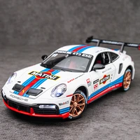 124 diecast toy car porsche 911 gt3 rsr sports car alloy pull back model car simulation sound light childrens boy toys gifts