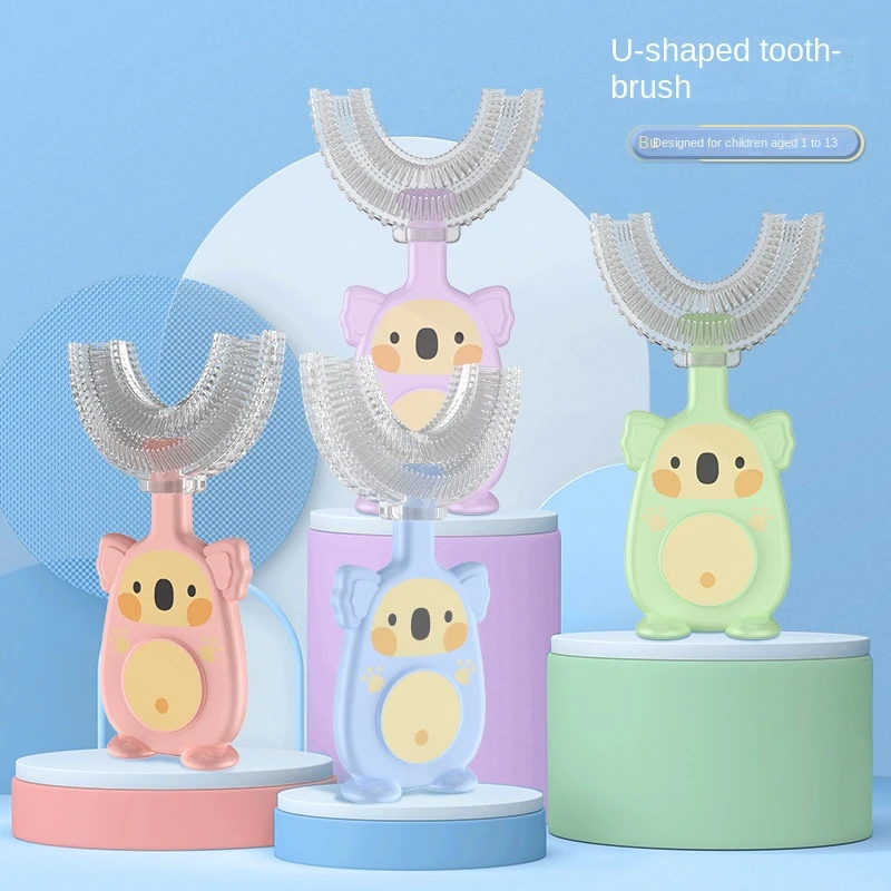 

2-12Y Kids Toothbrush Baby Children Teeth Oral Care Cleaning Brush Soft Silicone Cute Teethers U-shaped Toothbrush Toddler Items