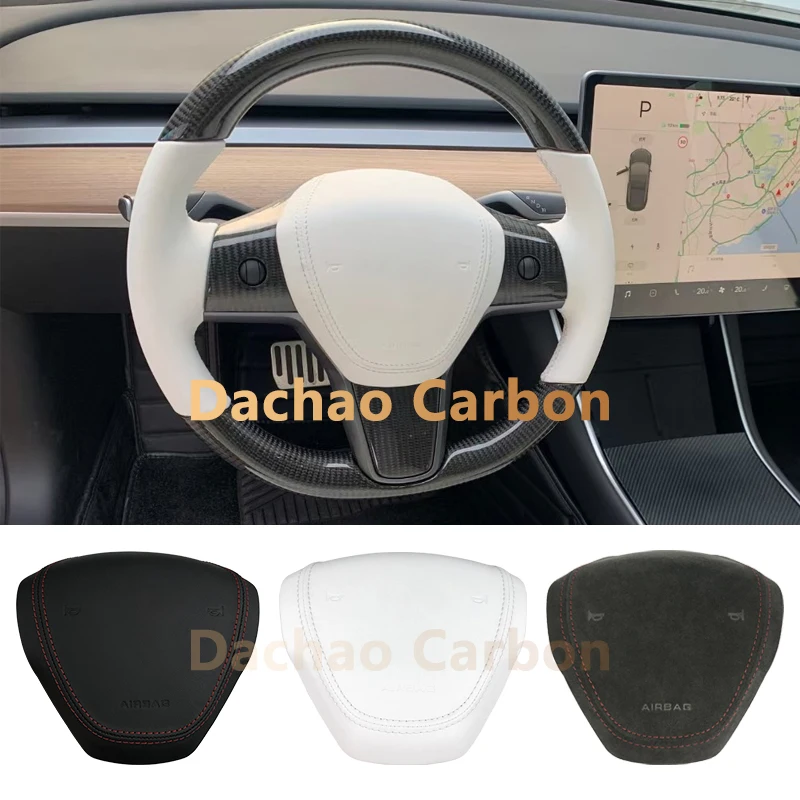 

Крышка рулевого колеса с эмблемой Tesla Model 3, кожаная, алькантара