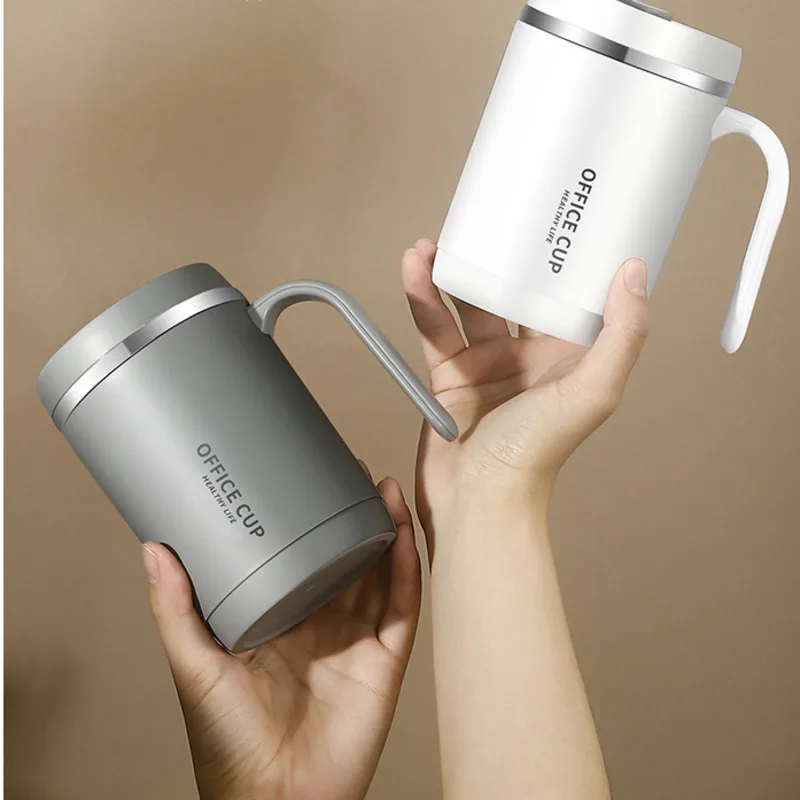 

500ml Large Capacity Straw Thermos Cup Stainless Steel Mug Coffee Cup Cold And Hot Thermos Portable Water Cup House Office Mug