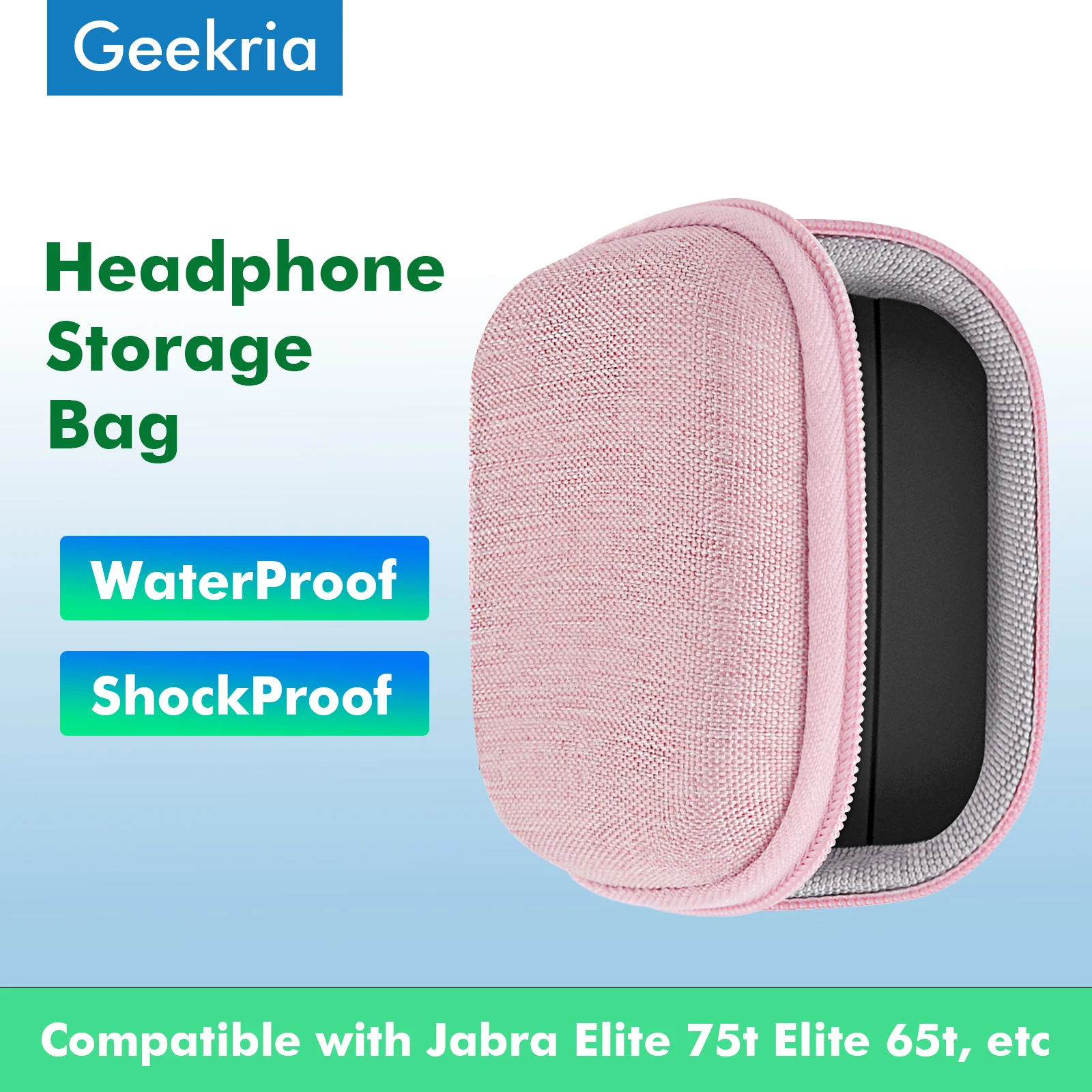 

Geekria Headphones Case For Jabra Elite 75t Elite 65t True Wireless Earbuds, Hard Portable Headset Bag for Accessories Storage