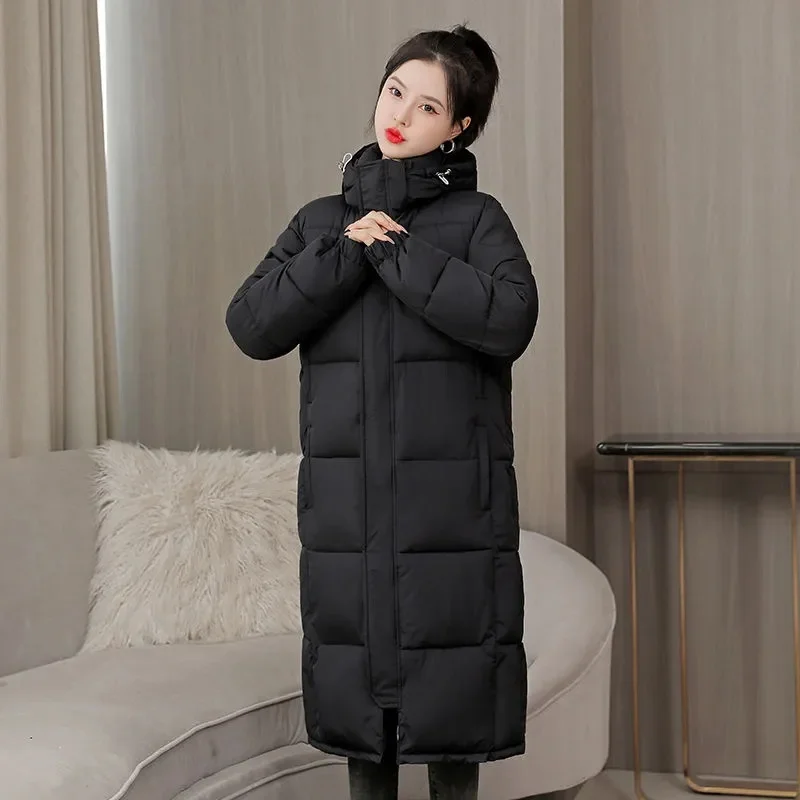 2023 New Women Winter Parka Jacket Long Coat Hooded Outwear Warm Down Cotton Jacket Slim Parka Padded Loose Female Student Coats