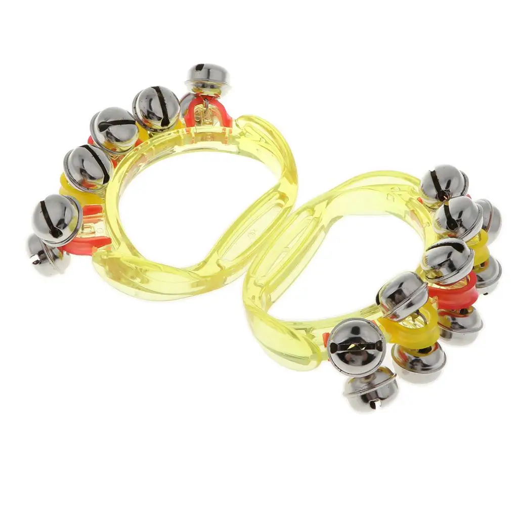 

1 Pair Tambourine Handbell Baby Kids Early Educational InstrumentToy Yellow