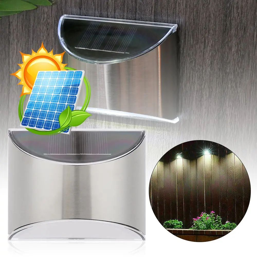 

2Pcs Durable Super Bright Solar Powered Wall Lights Waterproof Door Fence Wall Lights LED Outdoor Garden Lighting Sunlight Lamp