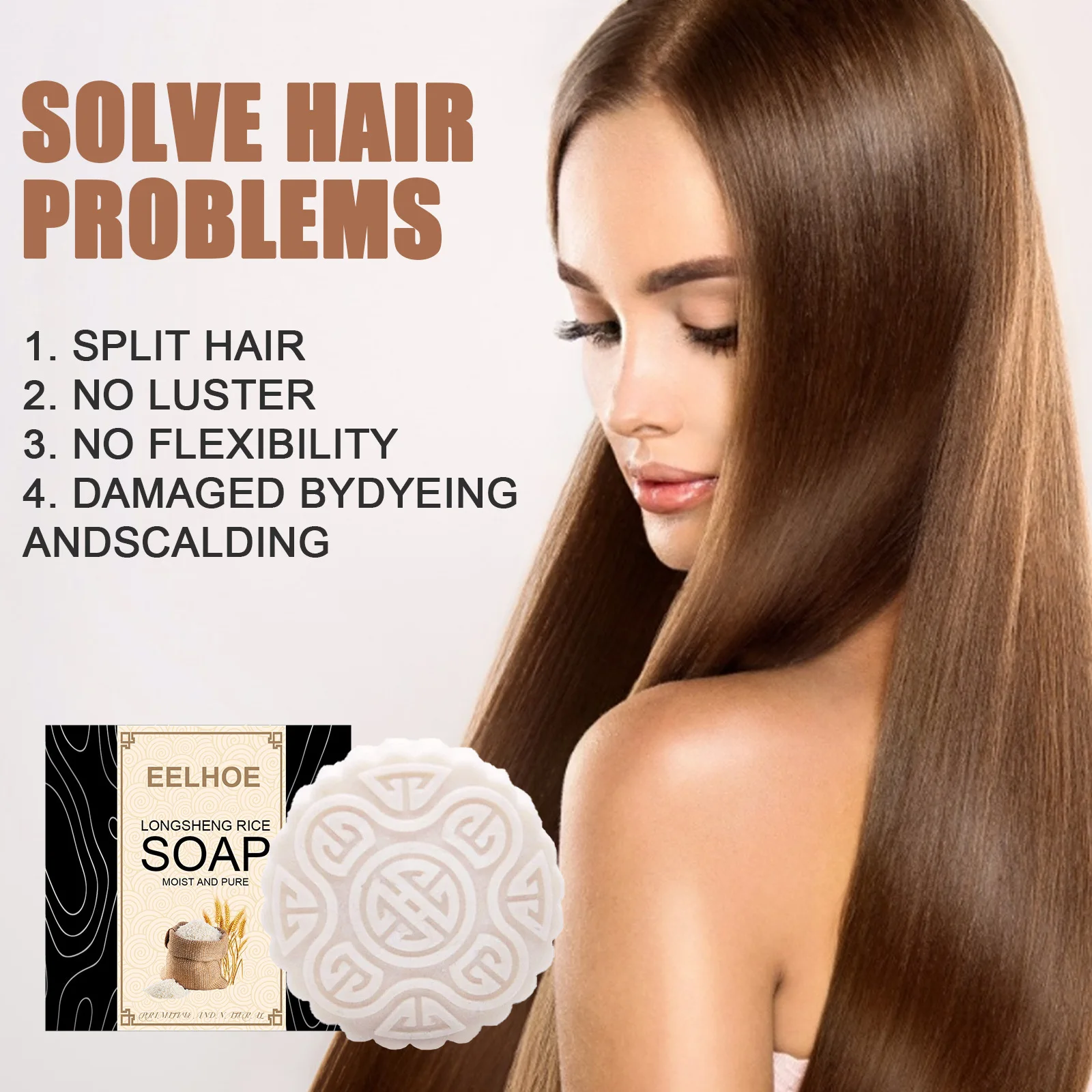EELHOE Original Rice Shamppoo SOAP Bar Reject Dry Hair Conditioning Soap Shampoo Nourishing Anti-loss Hair Soap Hair Growth