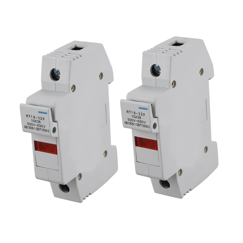 

2X RT18-32X AC 380V 32A 1 Pole 10X38mm DIN Rail Mount Fuse Holder Base