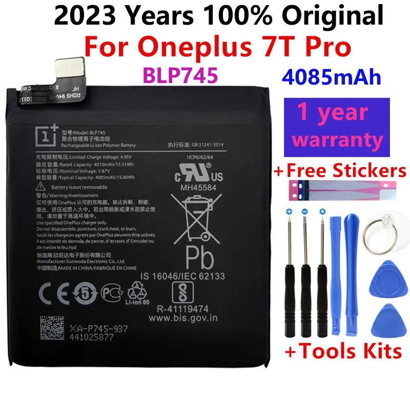 

100% Original New Replacement Battery 4085mAh BLP745 For Oneplus 7T Pro 7 T Pro Mobile Phone Batteries + Free Tools
