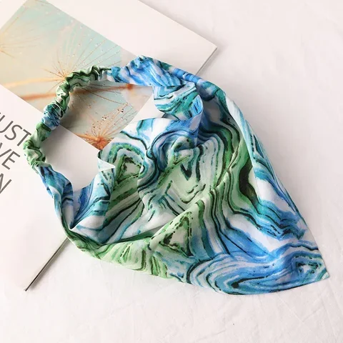 Женский шарф для волос с цветочным принтом, эластичная треугольная повязка для волос