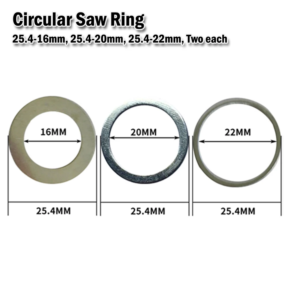 

6Pcs Circular Saw Ring Blade Reduction Ring Conversion Ring Metal 16/20/22mm Spare Tools For Grinder From Different Angle