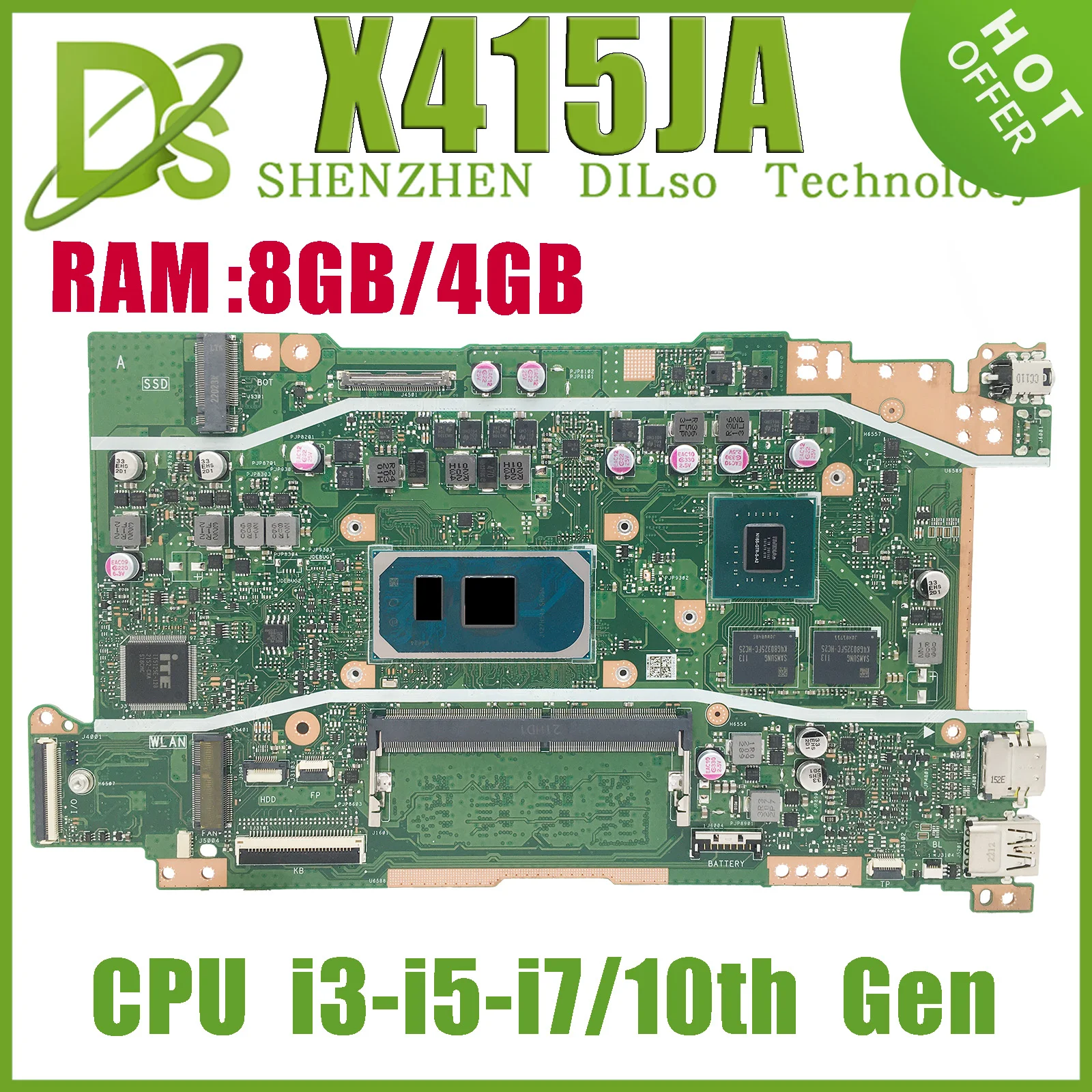 

KEFU X415JA Mainboard X515JA X515JP X515JF X515JAB X515 X515J X415J V5200JA X415JP X415JF Laptop Motherboard I3 I5 I7 10th Gen