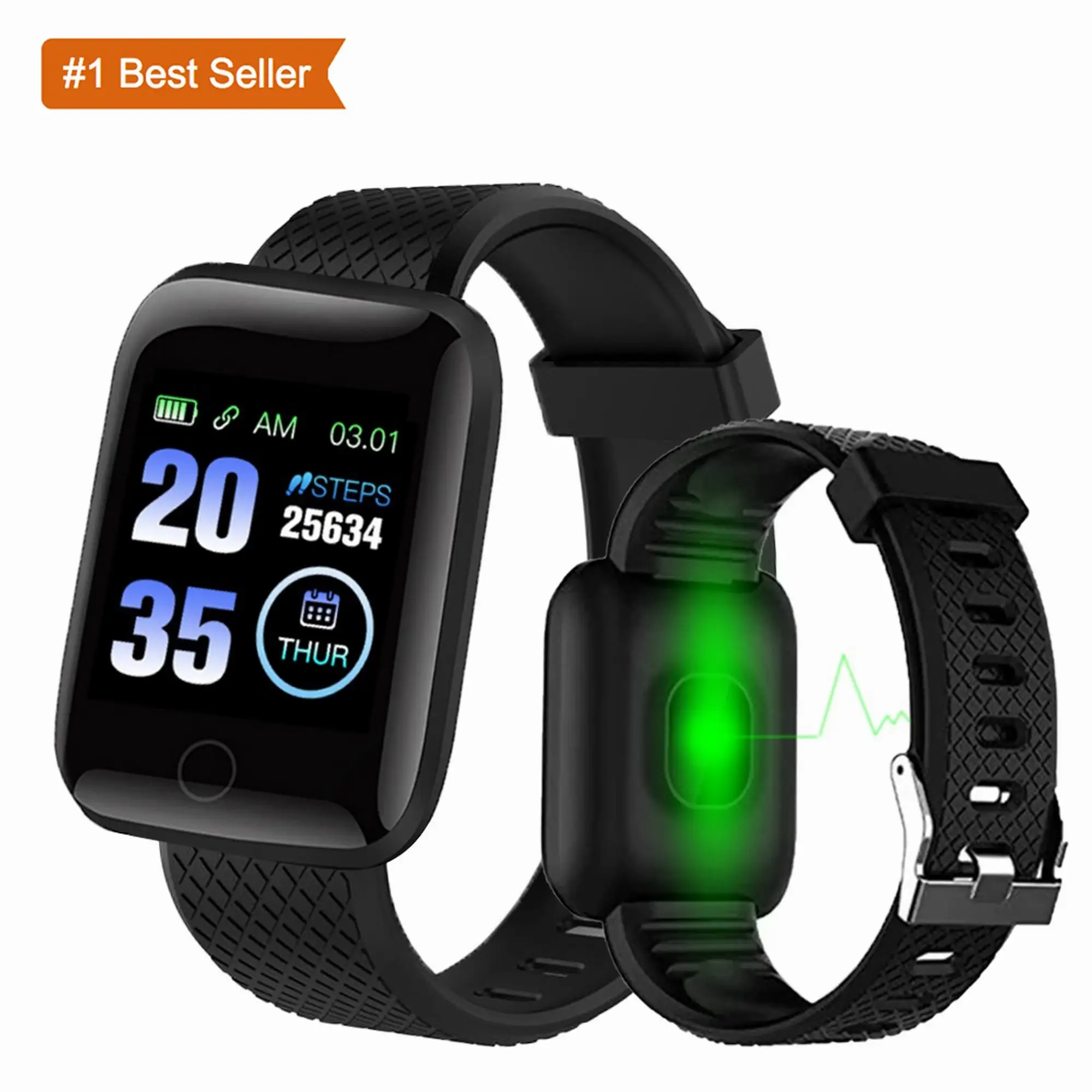 

Newest 116 Plus smart bracelet watch color screen heart rate blood pressure monitoring track movement IP65 waterproof pedometers