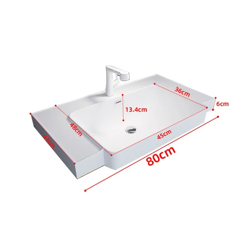 Интегрированная прямоугольная раковина из искусственного камня Corian для ванной комнаты отеля, умывальник, тумба для ванной, умывальник-тумба (art.: 3920dc40e68af) - 3920dc40e68af