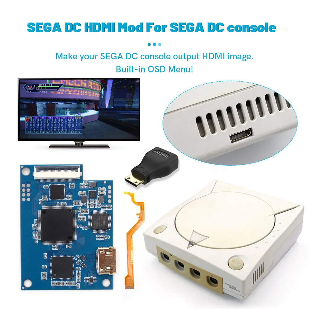 Hispeedido Digital HDMI MOD Kit SEGA DC to 1080P TV Mod для консоли Dreamcast
