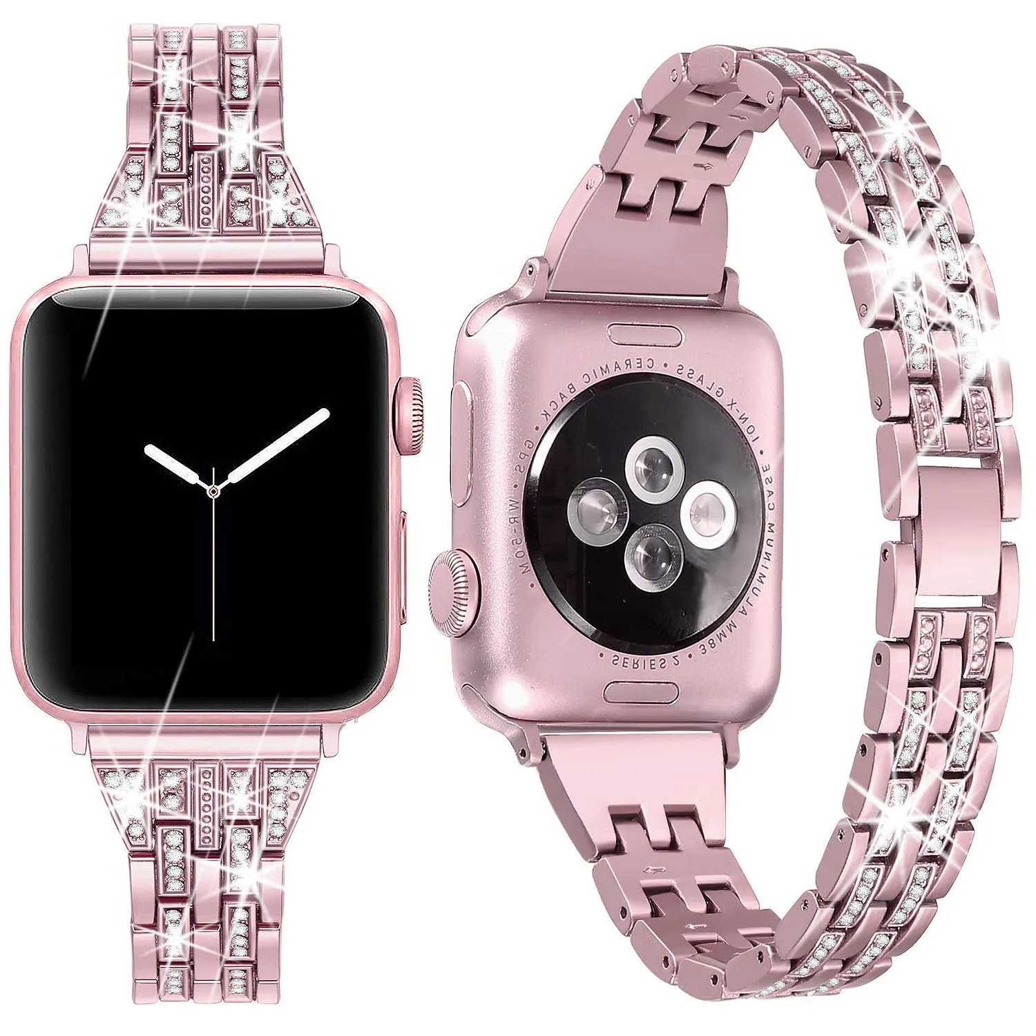

Slim Women Diamond Strap+Case For Apple Watch Series 7 SE 6 5 4 3 iWatch Stainless Steel Band 40/44mm 42/45mm 41/38mm Cover+Band