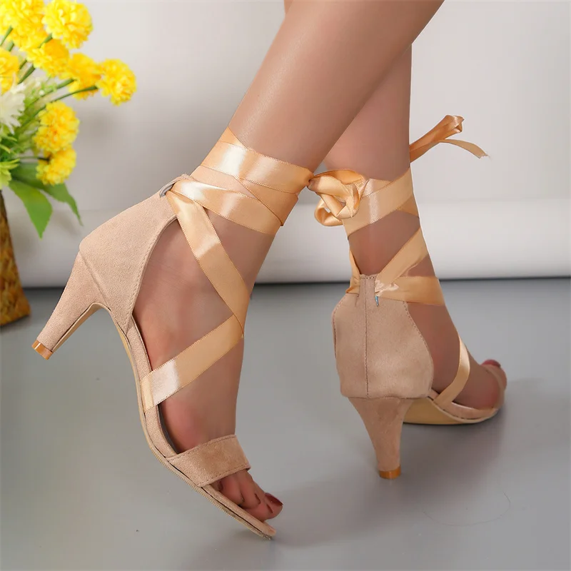 

Heeled Sandals Women 2023 New Simple Back Zipper Fishmouth High Heels Women Shoes Summer Fashion Stiletto Women Sandals