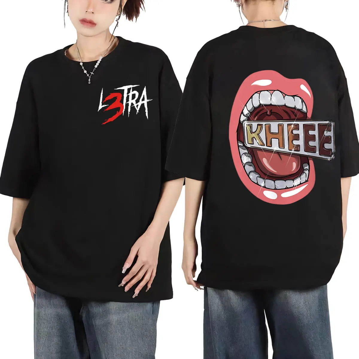 Rapper Luar La L L3TRA KHEEE Graphic T Shirts Harajuku Hip Hop Short Sleeve T-shirt Men Women Casual Fashion Oversized T-shirts