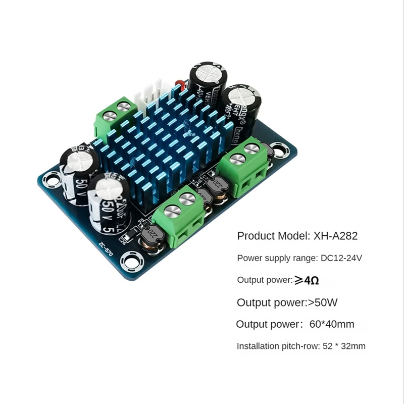 

XH-A282 50W+50W Dual Channel Amplifier Board Digital High Power Amplifier Module