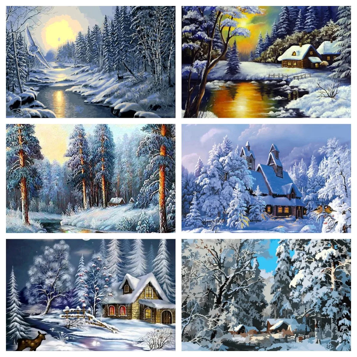 

Набор для рисования по номерам на холсте зимний пейзаж