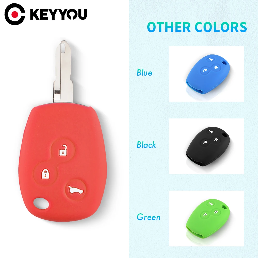 

KEYYOU 3 Buttons Silicone Rubber Car Remote Key Case Cover For RENAULT Clio DACIA Logan Sandero Trafic Master Kangoo
