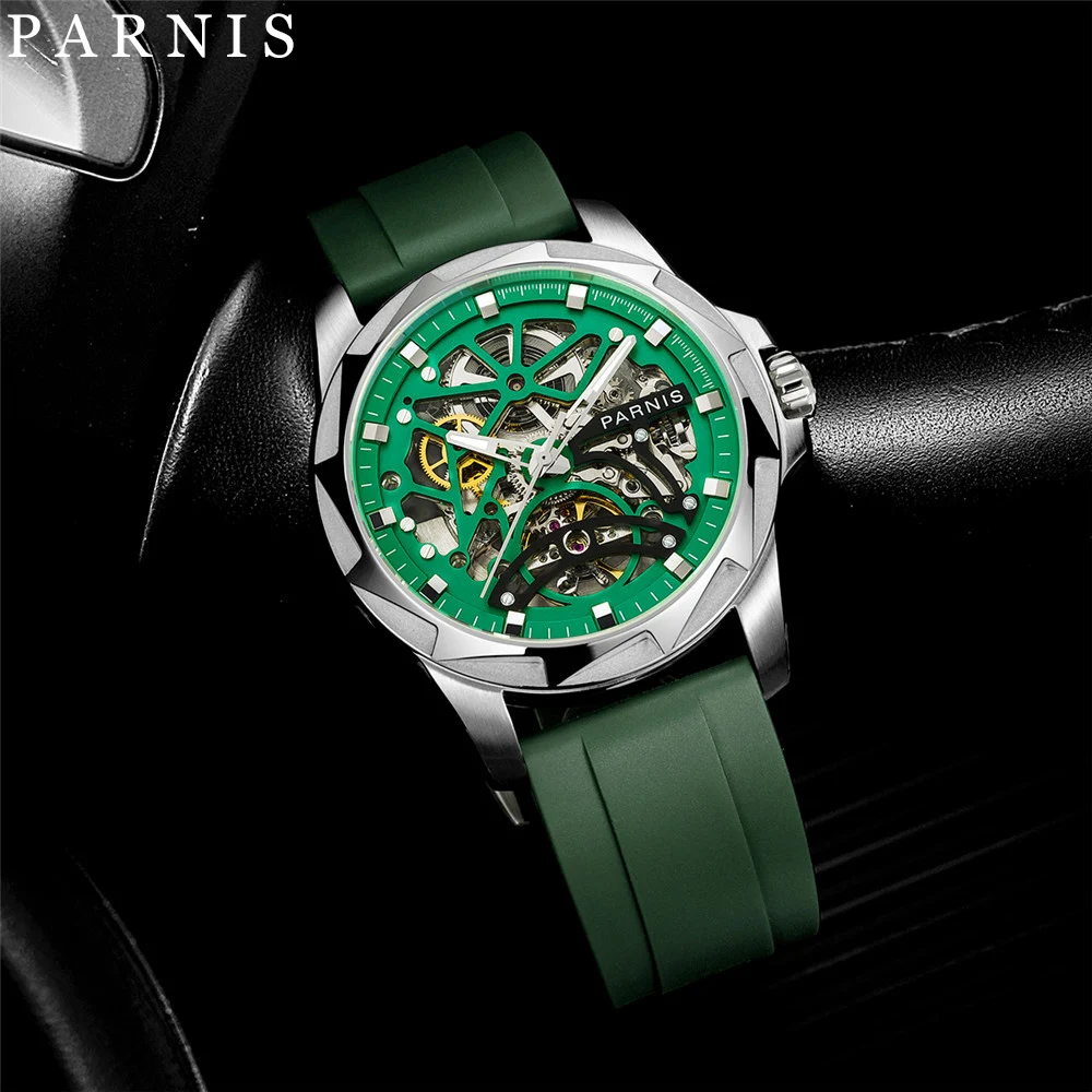 

Parnis 43mm 2023 Year New Hollow Out Dial Seagull Automatic Mechanical Wristwatch
