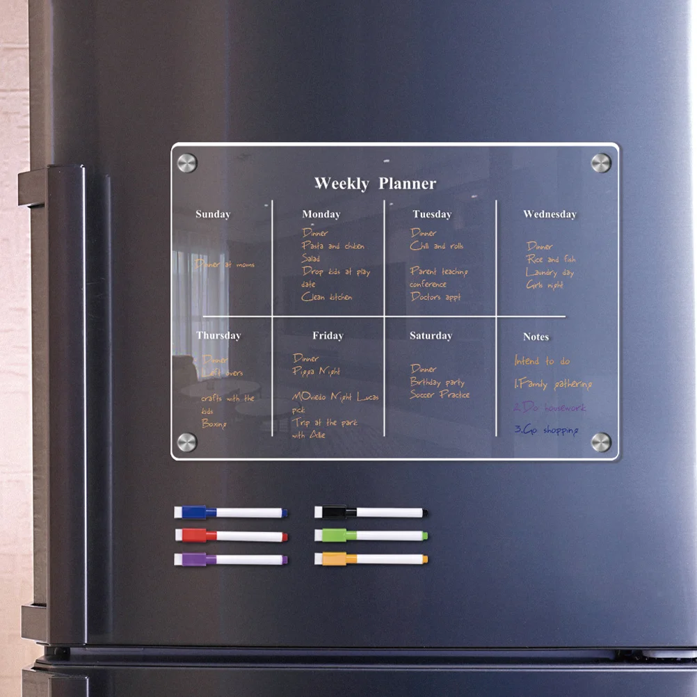 

Three-dimensional Magnetic Transparent Whiteboard Glass Calendar Acrylic Fridge Memo Reminder