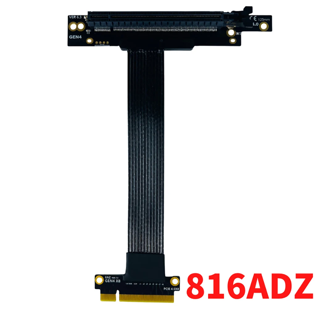 Высокоскоростной Удлинительный кабель PCIE 4,0 X8 to X16 посеребренный кабель без потерь PCI-E 8x GEN4 270 градусов обратный правый угол 16 Гб