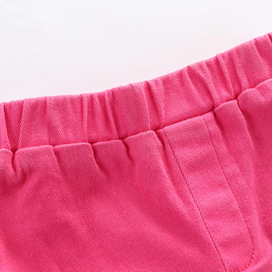 Джинсы-клеш для девочек из высококачественного денима с эффектом потертости и