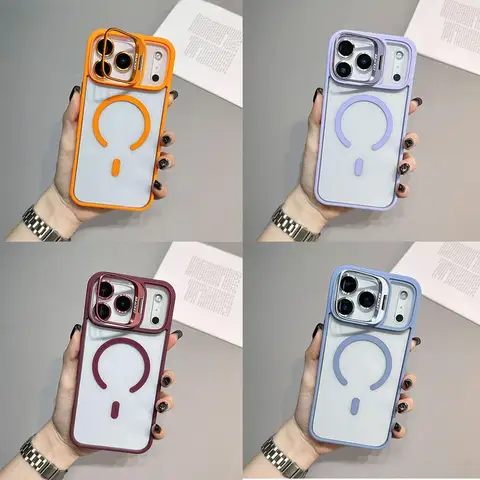 Магнитный противоударный чехол для телефона IPhone 17 Air 17 Pro/Pro Max с подставкой, прозрачный чехол, аксессуары